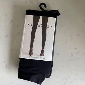 NWT Via Spiga Footless Tights Black Size M/L